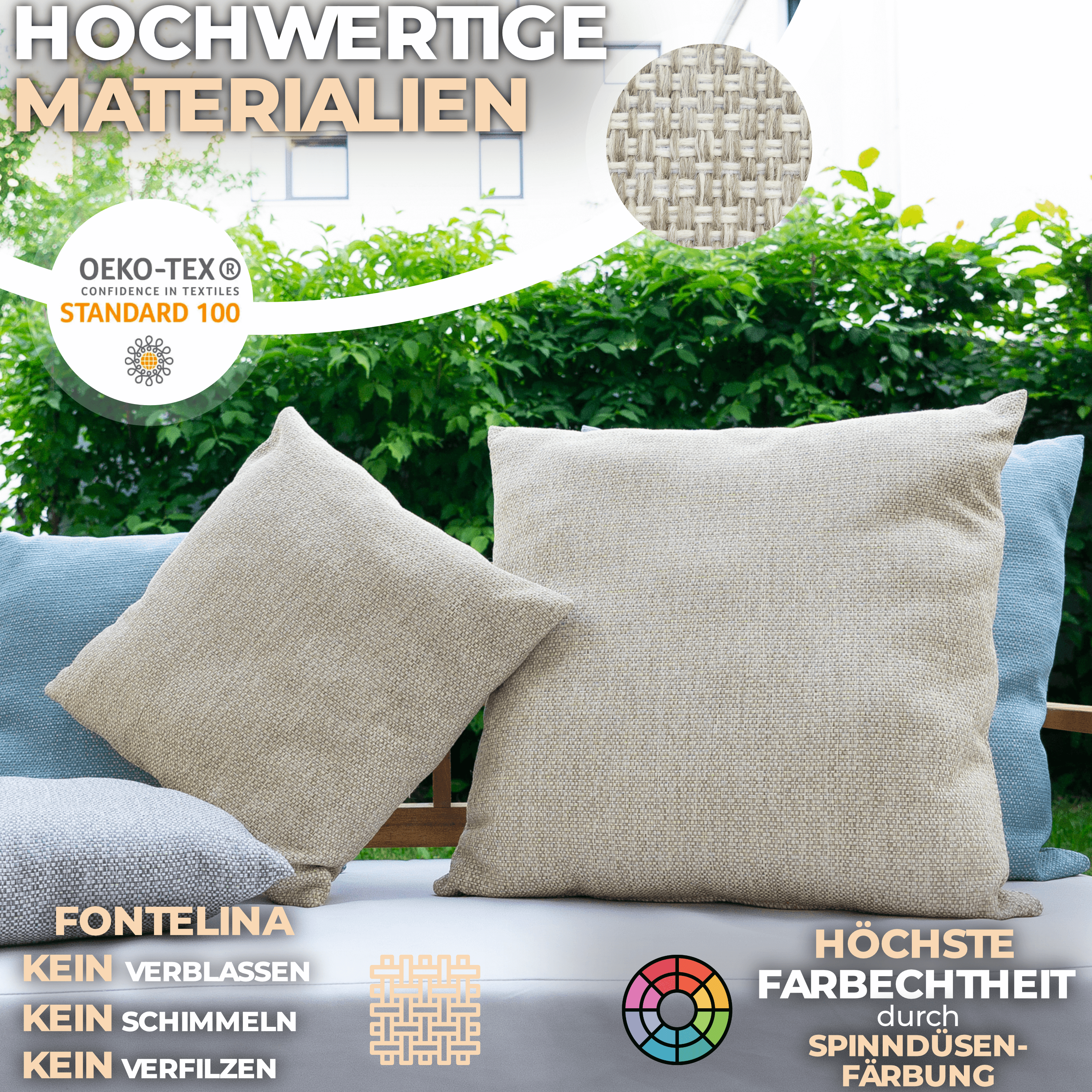 Outdoor Kissen Wetterfest - Beige