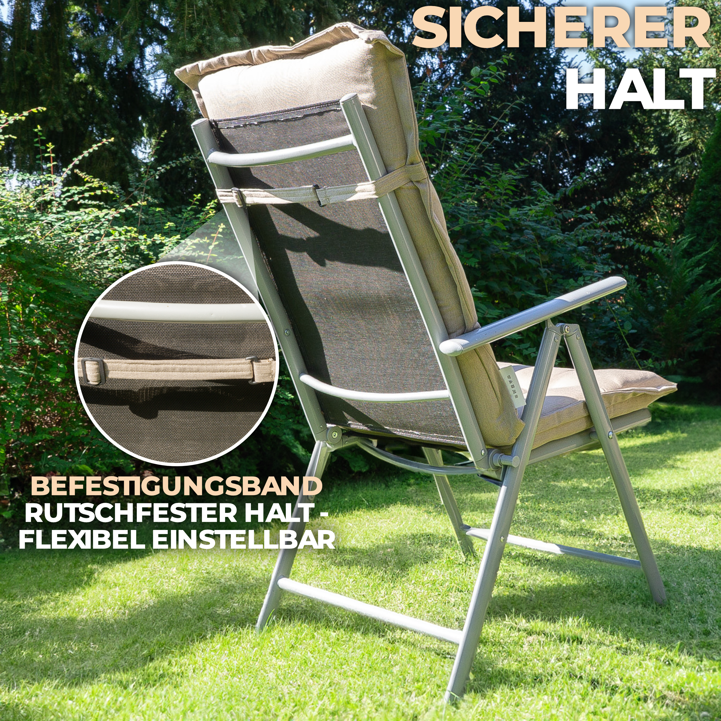 Auflage Hochlehner - Gartenstuhlkissen aus bestem Dralon - Beige