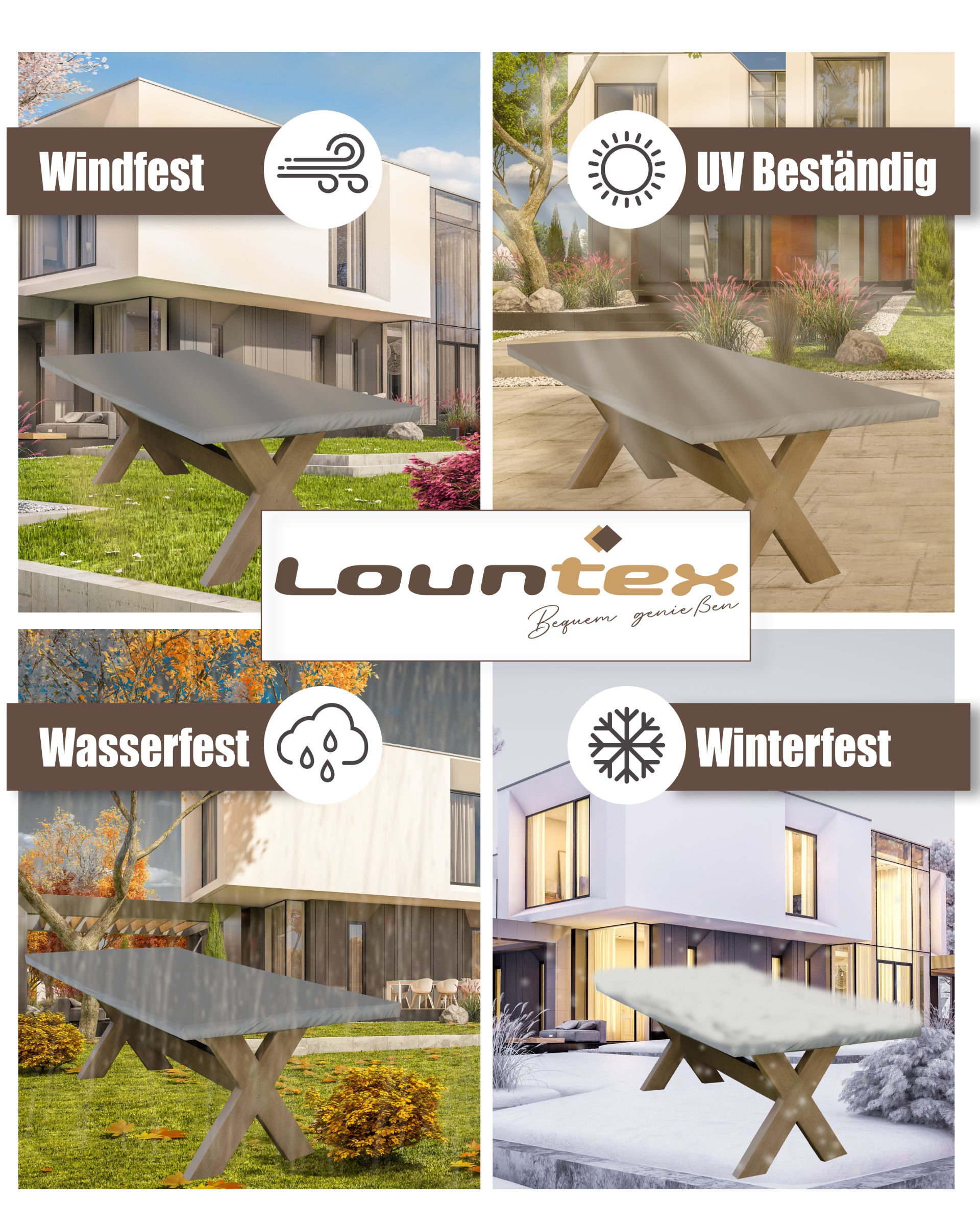 Gartentisch Abdeckung - Winterfest | Schutzhülle aus perfekter Material-Komposition